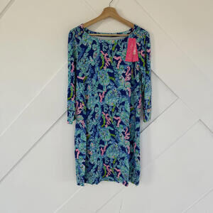 Lilly Pulitzer Corsica Blue Turtle Villa Dress Size L New! NWT